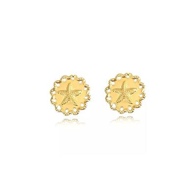 Brinco Estrela Do Mar Trabalhado Folheado Em Ouro 18k