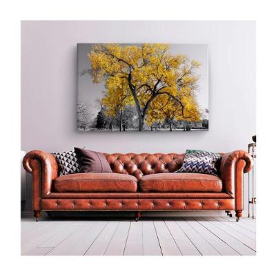 Quadro Paisagens E Natureza Arvore Amarela C- Moldura Preta Tamanho:100 X 70 Cm