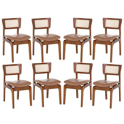 Kit 8 Cadeiras De Jantar Portugal Em Madeira Imbuia Com Tela Rattan Impermeável Caramelo L85