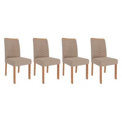 Kit 4 Cadeiras Sala Jantar Clarice 4 Un Madeirado Linho Bege Cimol