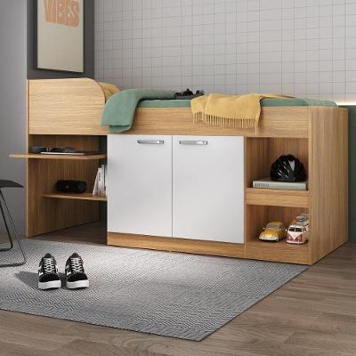Cama Solteiro Multifuncional Para Colchão 188 X 78cm Com 2 Portas E Escrivaninha Multimóveis MP4234 Rustic Branco