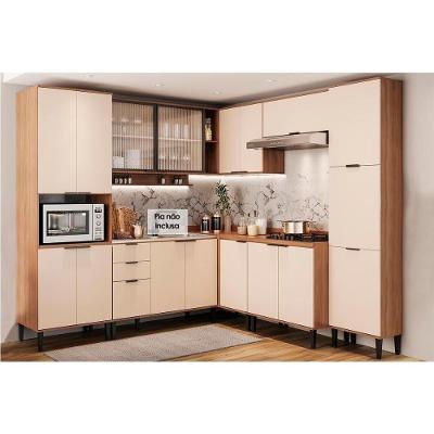 Cozinha Completa 8 Peças Alpha 3 Aéreos 3 Balcões 1 Paneleiro 1 Torre Quente C8p61 Freijó Off White
