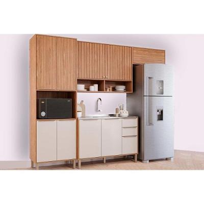 Cozinha Completa 4 Peças Divina 2 Aéreos 1 Balcão 1 Paneleiro Sem Pia Cz003 Freijó Off White