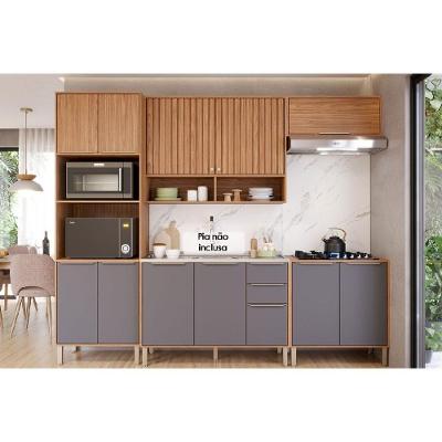 Cozinha Completa 5 Peças Divina 2 Aéreos 2 Balcões 1 Torre Quente C5p187 Freijó Titanium