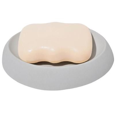Saboneteira Porta Sabonete Banheiro Oval Luxo 12,5cm Em Cimento Cinza