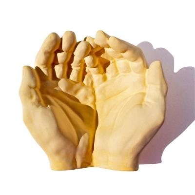 Porta Objetos Decorativo Mãos 15,5cm Em Cimento Artesanal Amarelo