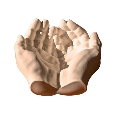 Porta Objetos Decorativo Mãos 15,5cm Em Cimento Artesanal Palha