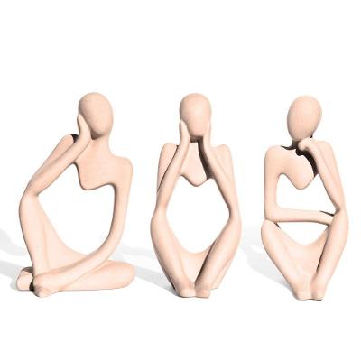 Conjunto 3 Peças Estátuas Pensadoras Alice Ana E Amora 12,5cm Palha