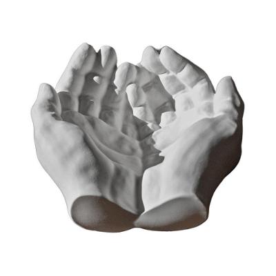 Porta Objetos Decorativo Mãos 15,5cm Em Cimento Artesanal Cinza