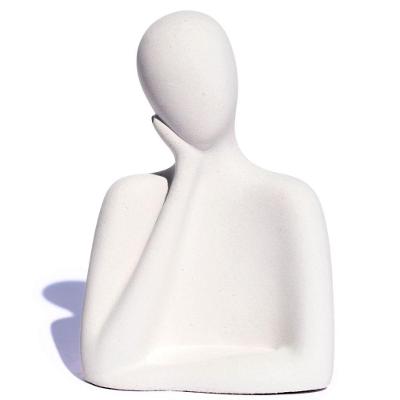 Estátua Artesanal Família Pai 9 Cm Em Cimento Branco