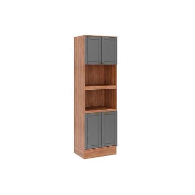 Paneleiro De Cozinha Bella 2616 Torre Quente Com 2 Fornos 4 Portas 70cm Nogal Cinza