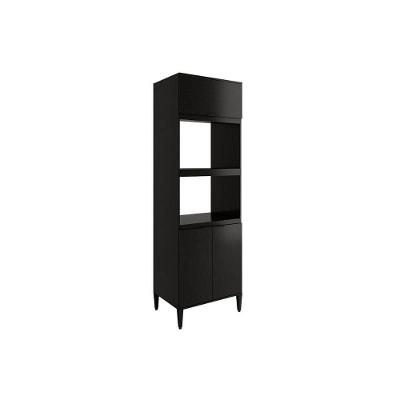 Paneleiro De Cozinha Modulado Alpha 2511 Torre Quente Com 2 Fornos 3 Portas 70cm Preto
