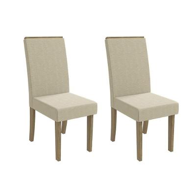 Cadeira De Cozinha 2cad142cn Kit 2 Un Canela Linho Bege