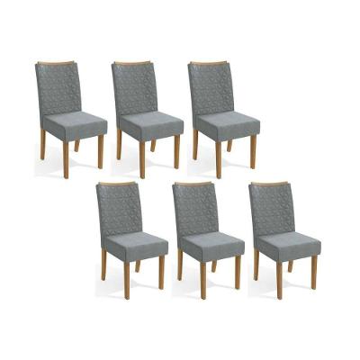 Cadeira De Cozinha 2cad129fr Kit 6 Un Freijó Linho Cinza A056