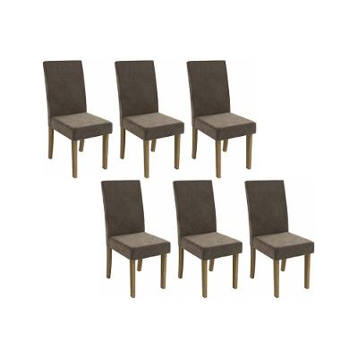 Cadeira De Cozinha 2cad131fr Kit 6 Un Freijó Suede Marrom A033