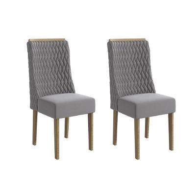 Cadeira De Cozinha 2cad158cn Kit 2 Un Canela Suede Cinza