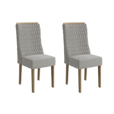 Cadeira De Cozinha 2cad158cn Kit 2 Un Canela Bouclê Cinza