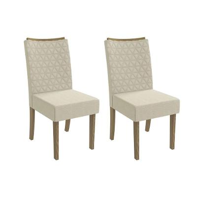 Cadeira De Cozinha 2cad129 Kit 2 Un Canela Linho Bege