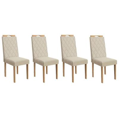 Cadeira De Cozinha 2cad153ea Kit 4 Un Eucalipto Linho Areia A052