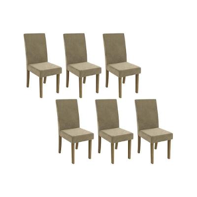 Cadeira De Cozinha 2cad131fr Kit 6 Un Freijó Suede Deluxe Bege