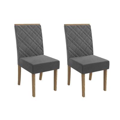 Cadeira De Cozinha 2cad149 Kit 2 Un Canela Suede Cinza
