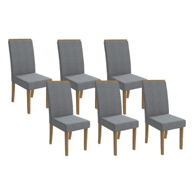 Cadeira De Cozinha 2cad142fr Kit 6 Un Freijó Linho Cinza A018
