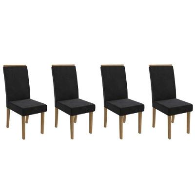 Cadeira De Cozinha 2cad142fr Kit 4 Un Freijó Suede Preto A038