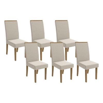 Cadeira De Cozinha 2cad142fr Kit 6 Un Freijó Linho Caqui A040
