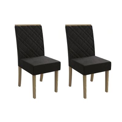 Cadeira De Cozinha 2cad149 Kit 2 Un Canela Suede Preto