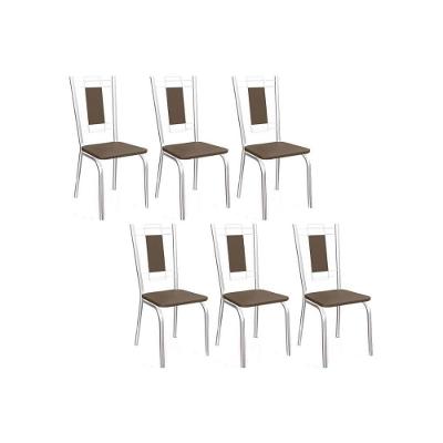 Cadeira De Cozinha Florença 2c005 Aço Kit 6 Uni Cromado Marrom 21