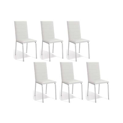 Cadeira De Cozinha Amsterdã C091 Kit 6 Un Cromada Branco 106