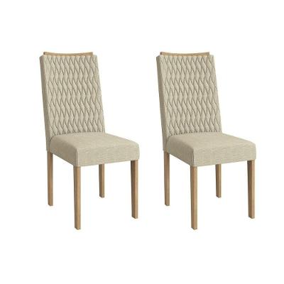 Cadeira De Cozinha 2cad157ea Kit 2 Un Carvalho Linho Bege