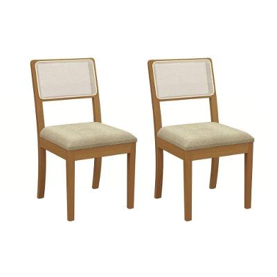 Cadeira De Cozinha Alice Madeira Maciça 2cmm006ca Kit 2un Carvalho Bouclê Bege