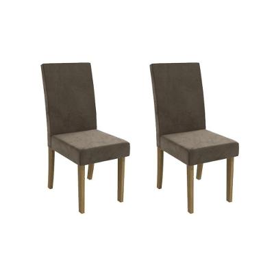 Cadeira De Cozinha 2cad131 Kit 2 Un Canela Suede Marrom