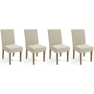 Cadeira De Cozinha 2cad133fr Kit 4 Un Freijó Linho Bege A019
