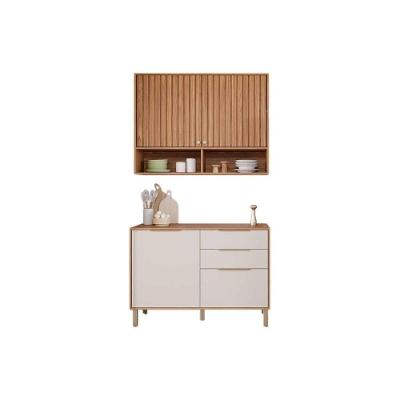 Cozinha Completa Divina 2 Peças 1 Aéreo 1 Balcão C2p44 Freijó Off White