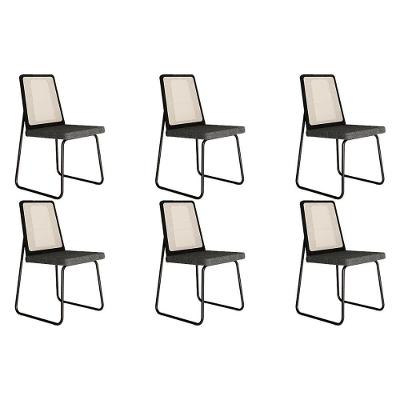 Cadeira De Cozinha Wood 1751 Kit 6 Uni Preto Linho Grafite