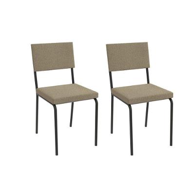 Cadeira De Cozinha Zaria 2c128 Aço Kit 2 Uni Preto Bouclê Bege