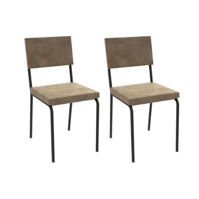 Cadeira De Cozinha Zaria 2c128 Aço Kit 2 Uni Preto Suede Bege
