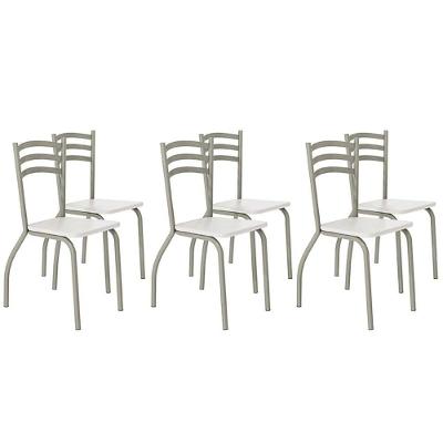 Cadeira De Cozinha Portugal 2c007nk Aço Kit 6 Uni Niquel Branco 106