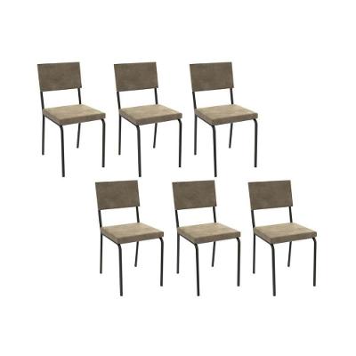 Cadeira De Cozinha Zaria 2c128 Kit 6 Un Preto Fosco Bege A036 Suede Suede