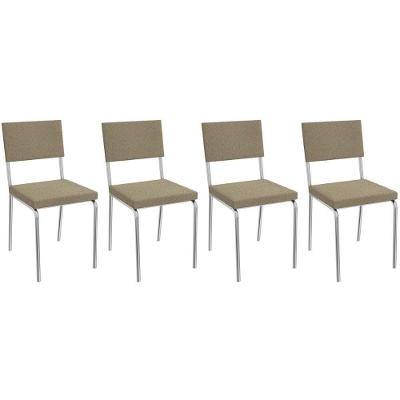 Cadeira De Cozinha Zaria 2c128 Kit 4 Un Cromado Bouclê Fendi A057
