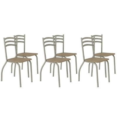 Cadeira De Cozinha Portugal 2c007nk Aço Kit 6 Uni Niquel Capuccino