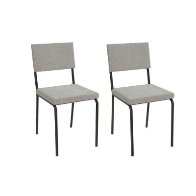 Cadeira De Cozinha Zaria 2c128 Aço Kit 2 Uni Preto Bouclê Cinza