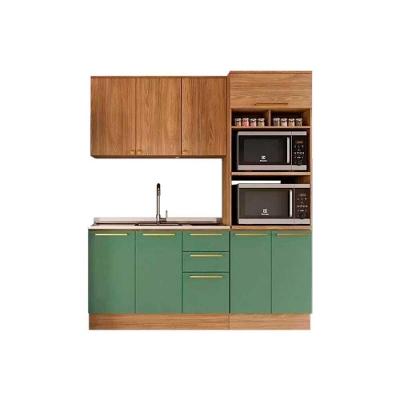 Cozinha Modulada Completa Botanic 3 Peças 1 Aéreo + Balcão + 1 Paneleiro Sem Pia M652 Nogueira Verde Oliva