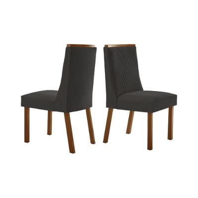 Cadeira De Cozinha Montreal Kit 2 Un Imbuia Suede Grafite Rufato