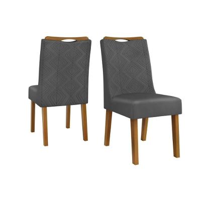 Cadeira De Cozinha Stela Kit 2 Un Ipê Suede Lunar Grafite