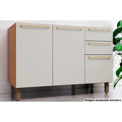 Gabinete Para Pia Cozinha Balcão Requinte Com 3 Portas E 2 Gavetas Sem Tampo 120cm Nature Areia