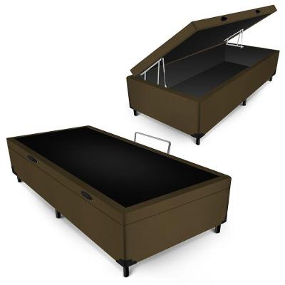 Box Baú Max Ultra Suede Marrom Solteiro Americano 96x203x42cm