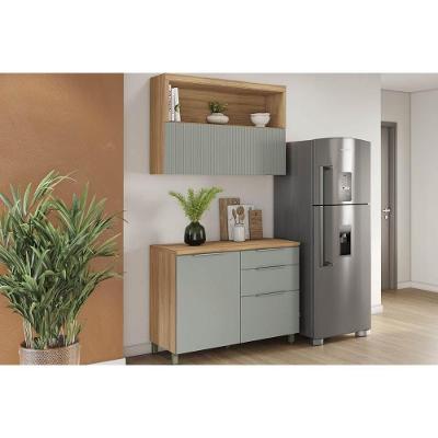 Cozinha Modulada Completa Marquesa 2 Peças 1 Aéreo + 1 Balcão C2p29 Nature Verde